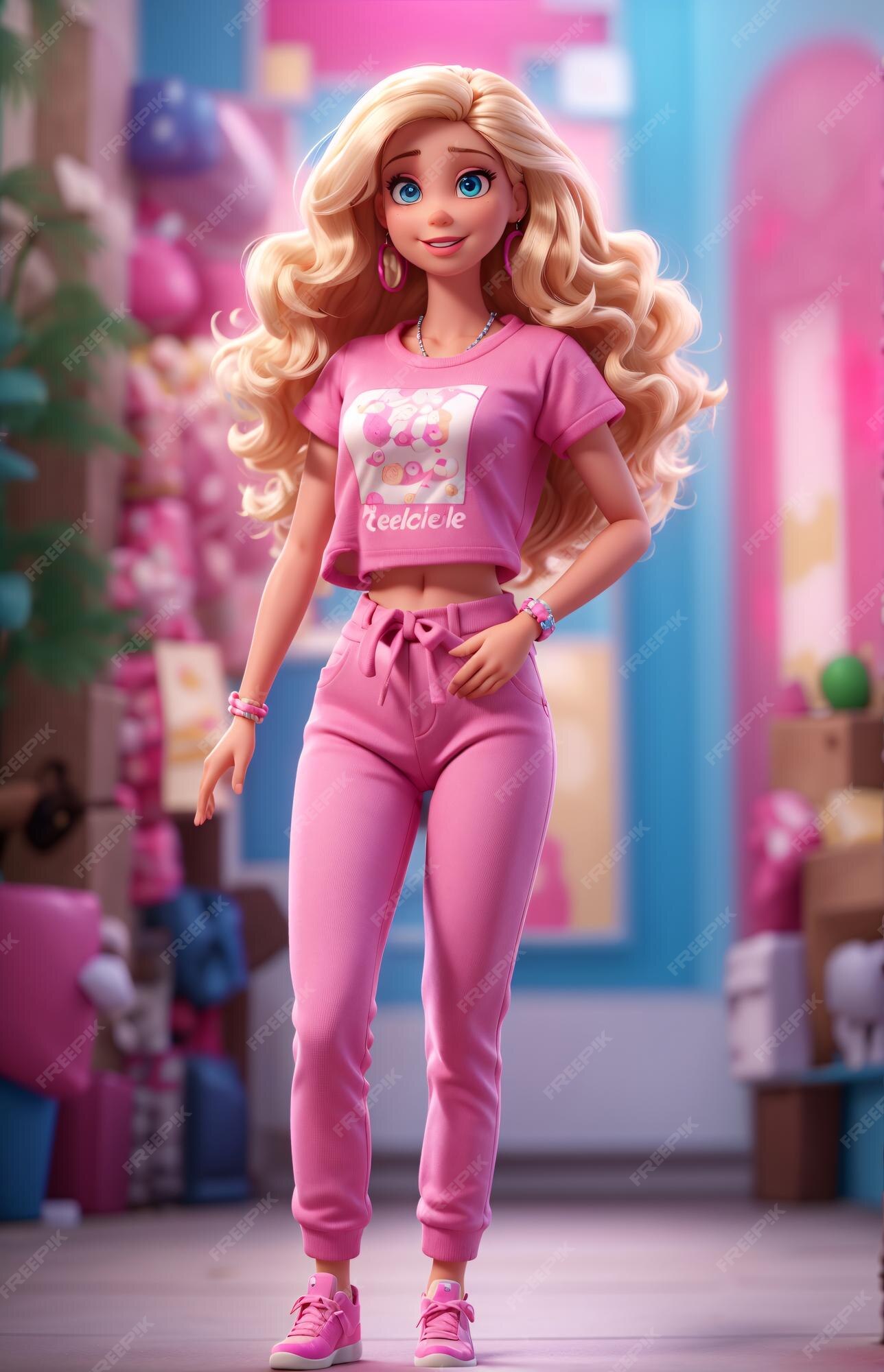 Boneca barbie em roupa de rua urbana de hip hop