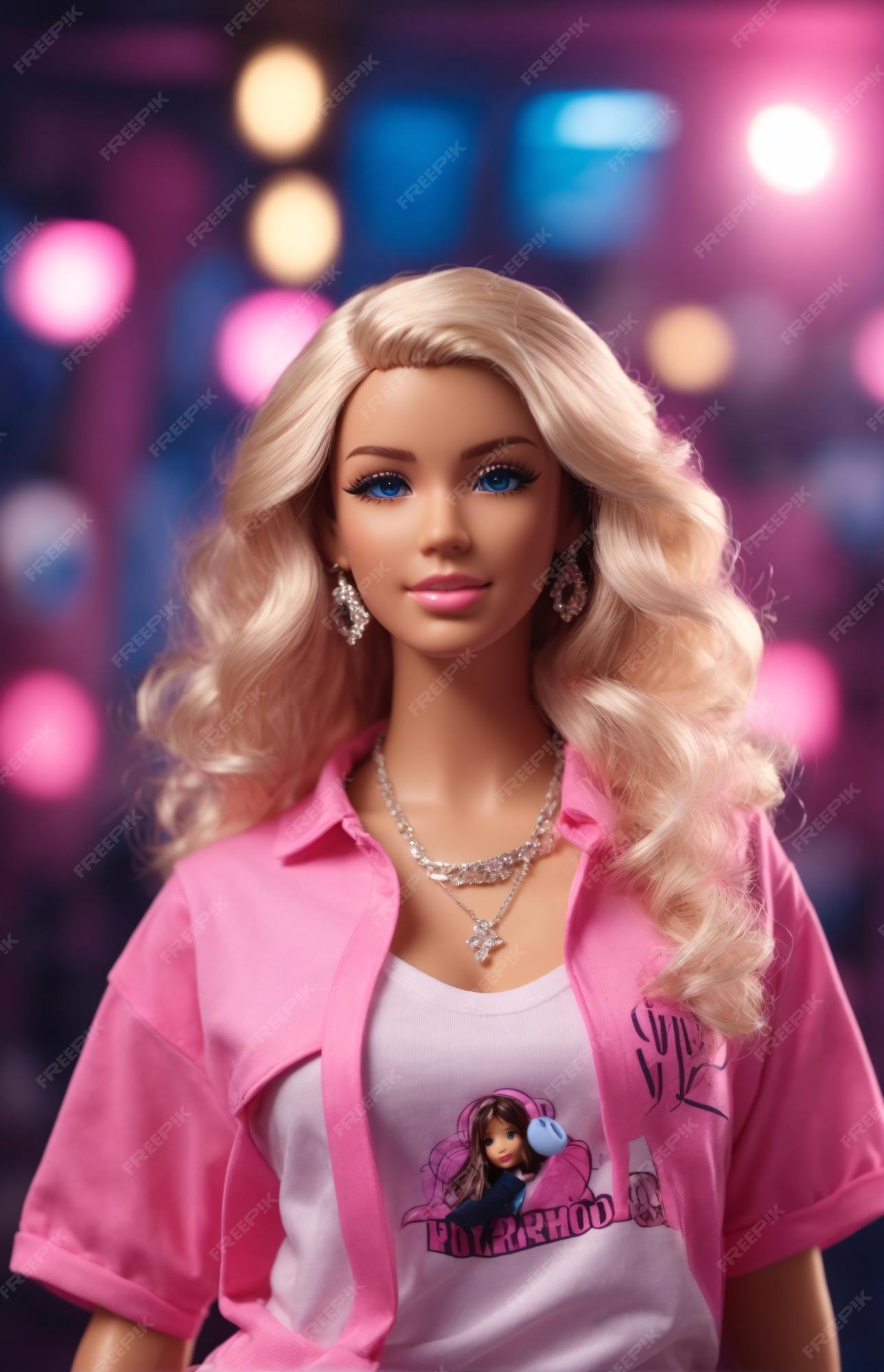 Boneca barbie em roupa de rua urbana de hip hop