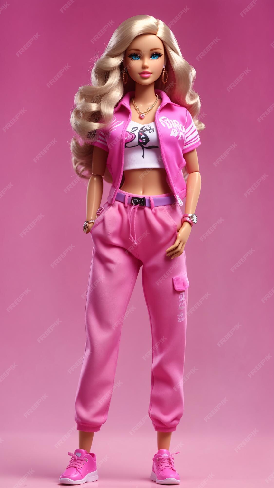 Boneca barbie em roupa de rua urbana de hip hop