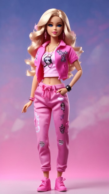 Boneca Barbie em roupa de rua urbana de hip hop