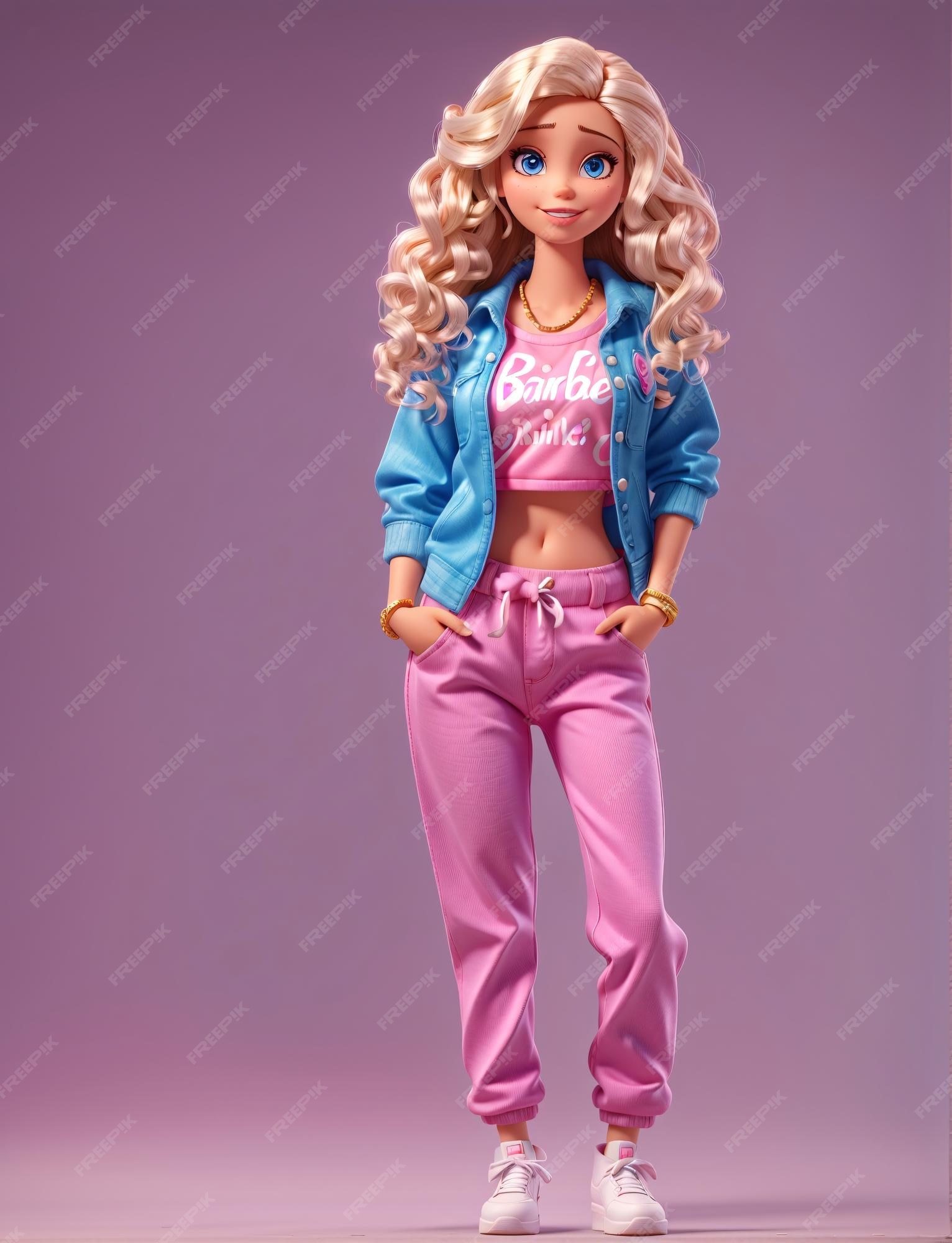 Boneca barbie em roupa de rua urbana de hip hop