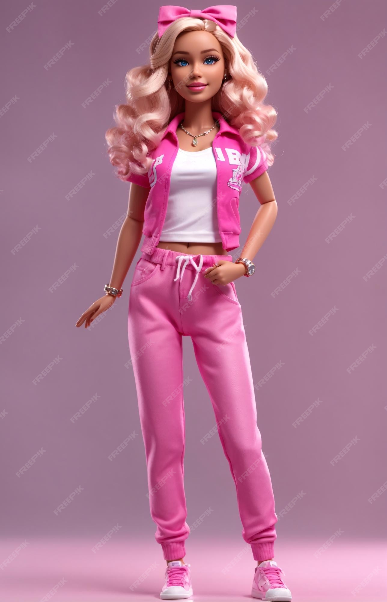 Boneca barbie em roupa de rua urbana de hip hop