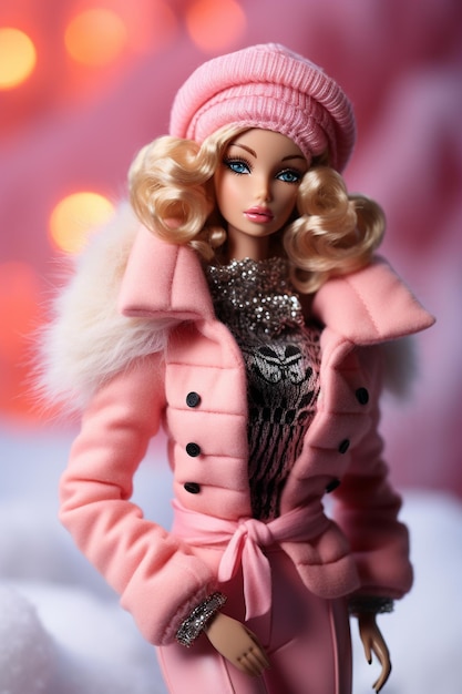 Boneca barbie em roupas de inverno da moda