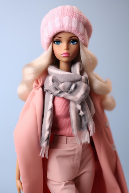 Boneca Barbie em roupas de inverno da moda