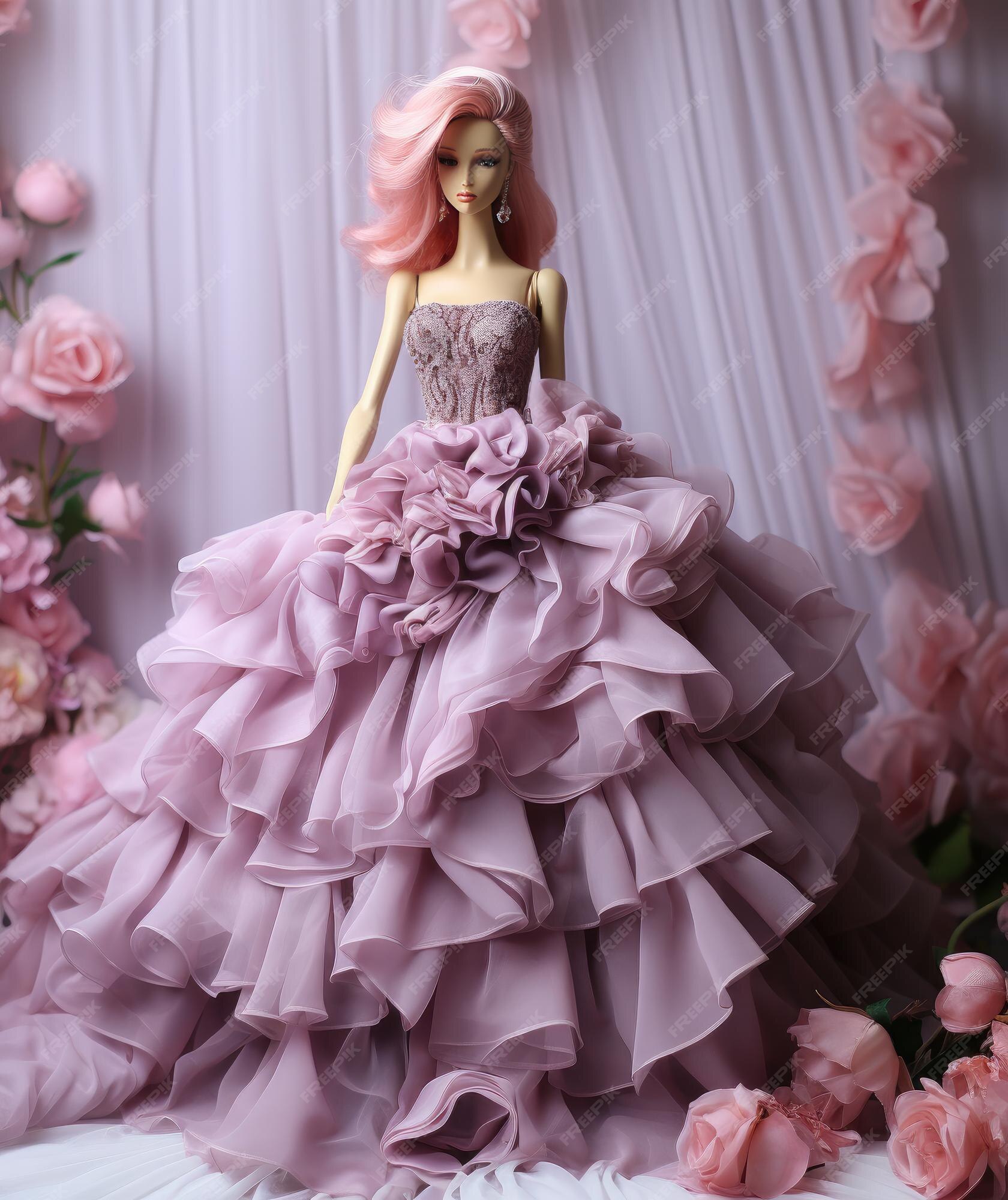 Ideias de vestido longo rosa Barbie