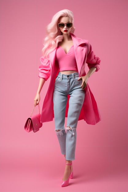 Boneca Barbie em uma roupa da moda