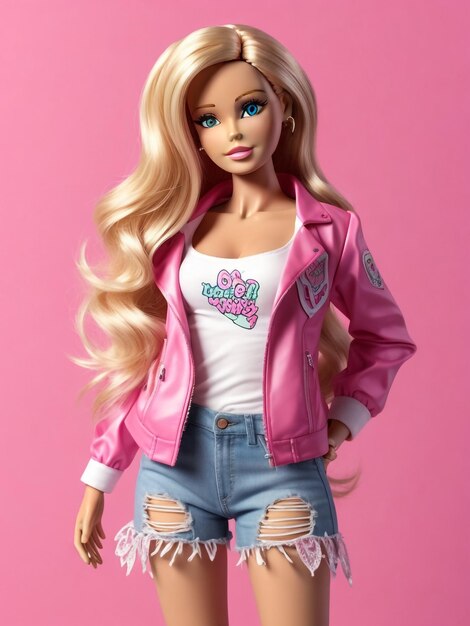 Boneca Barbie linda loira roupa rosa