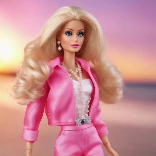 Boneca Barbie loira roupa rosa