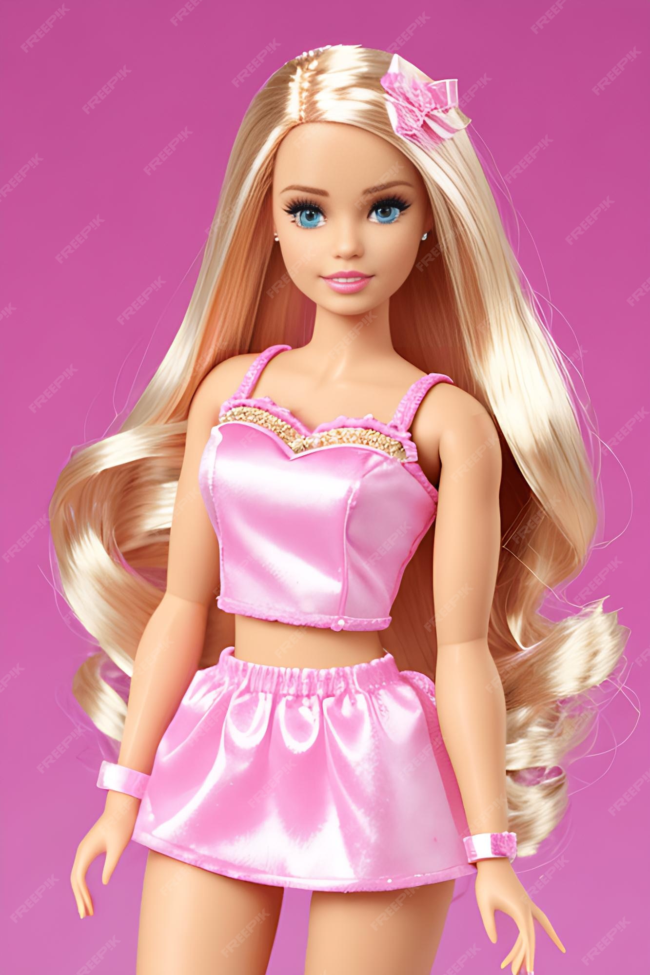 Boneca barbie roupa de menina loira fofa design de fundo de papel