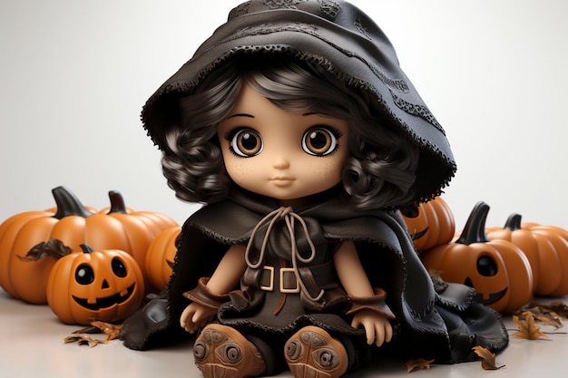 boneca bonita no dia de Halloween