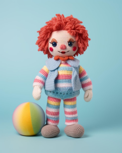 Foto boneca de crochet de palhaço amigurumi