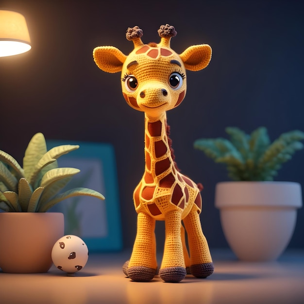 Foto boneca de girafa bonita em 3d
