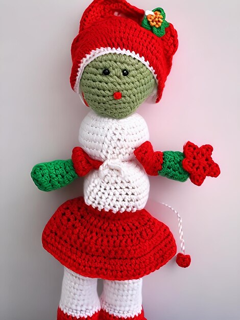 Foto boneca de natal de crochet gerada por ai