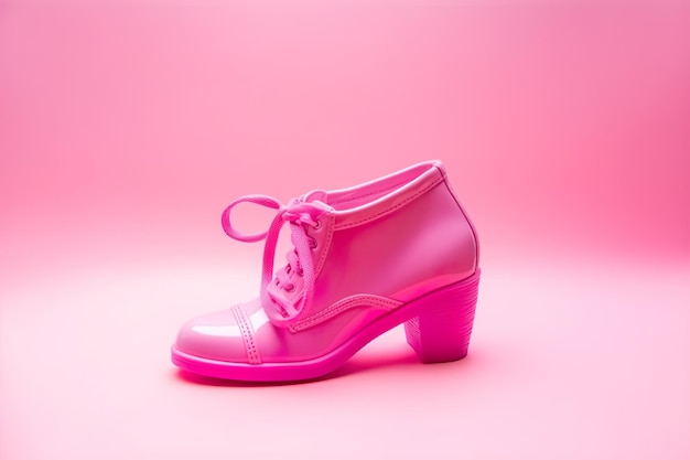 Boneca fofa sapatos sapato com espaço de cópia cor rosa fundo rosa mundo rosa Ai Gerado