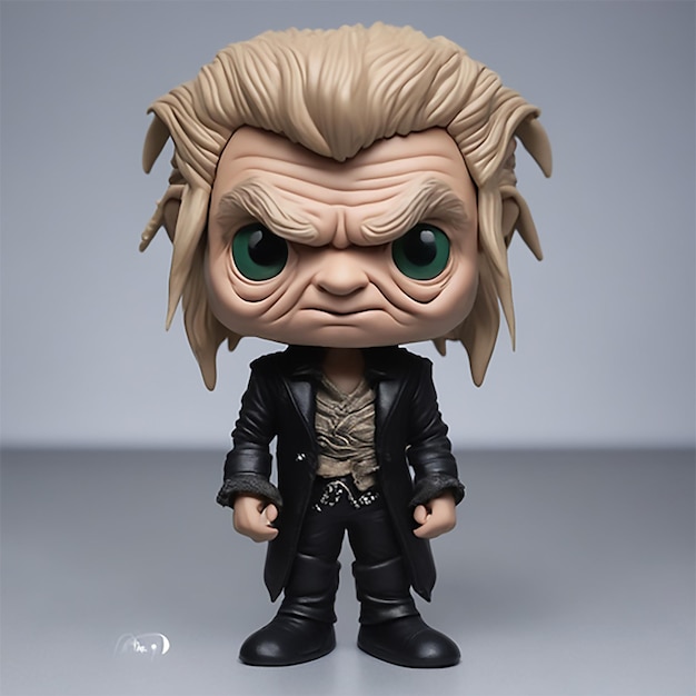 Boneca funk pop de Jared The Goblin King Olhos redondos pretos Luzes volumétricas Caixa macia escura Um professor