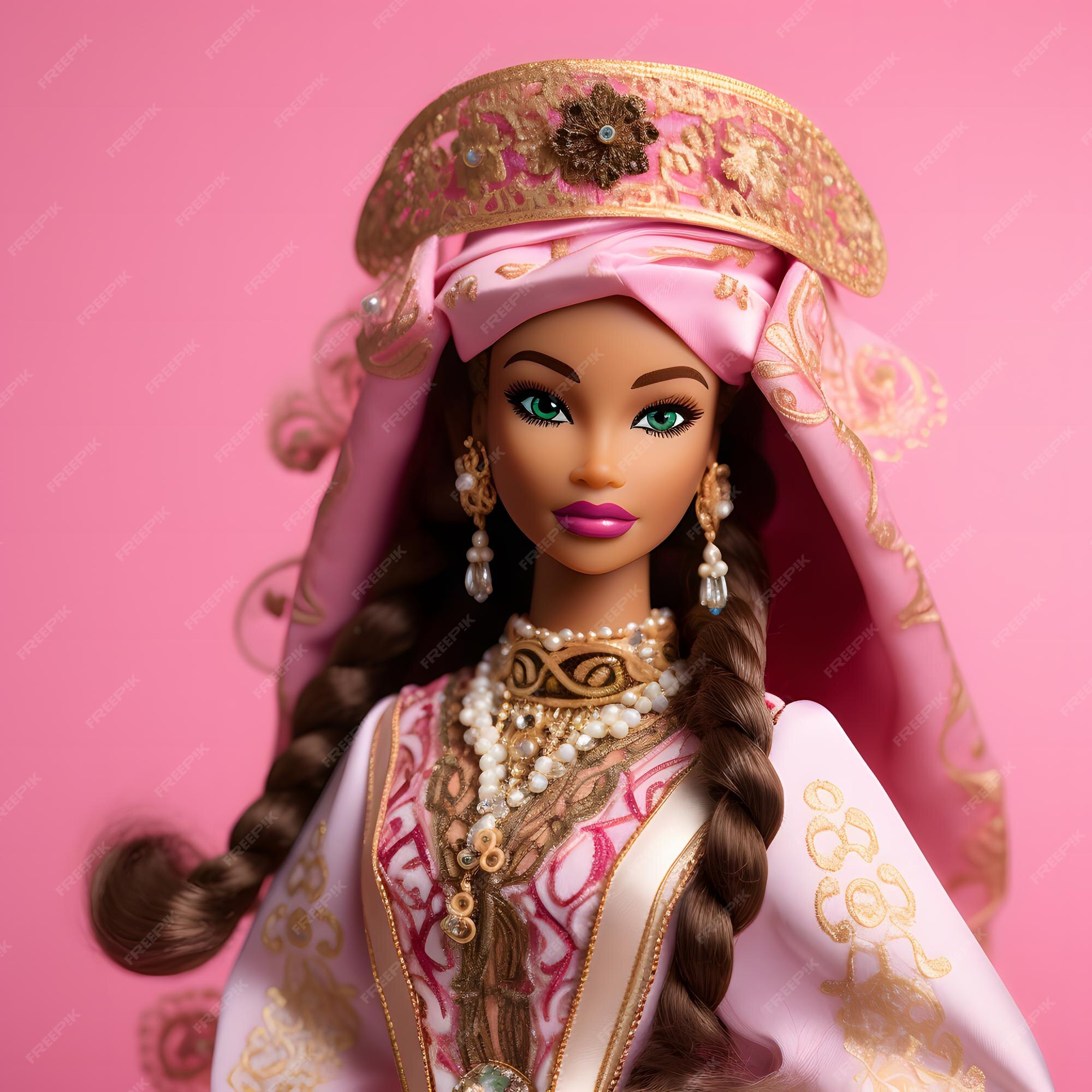 Bonecas barbie em vestidos tradicionais de índios afro-americanos