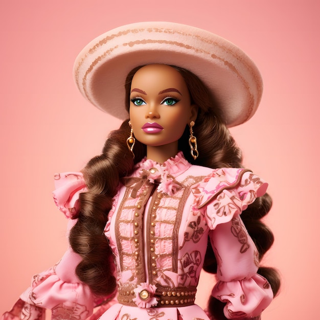 Bonecas Barbie em vestidos tradicionais de índios afro-americanos e em roupas de verão