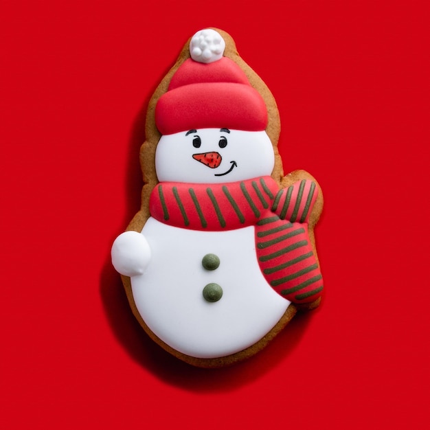 Boneco de neve biscoito natal padaria comida branco vermelho