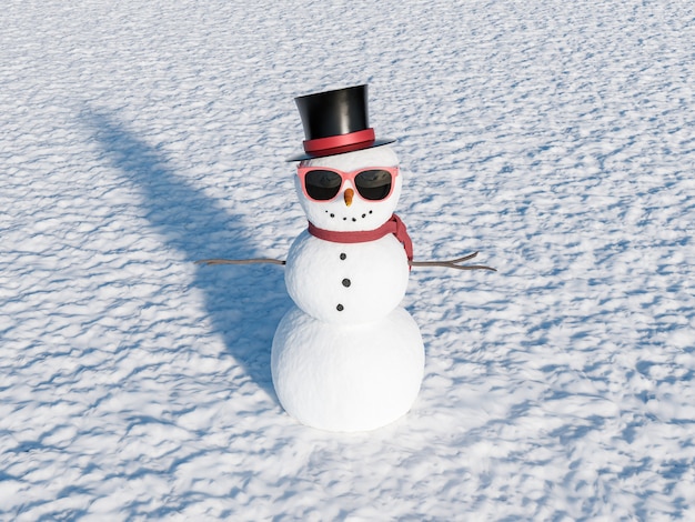 boneco de neve com óculos de sol à luz do dia