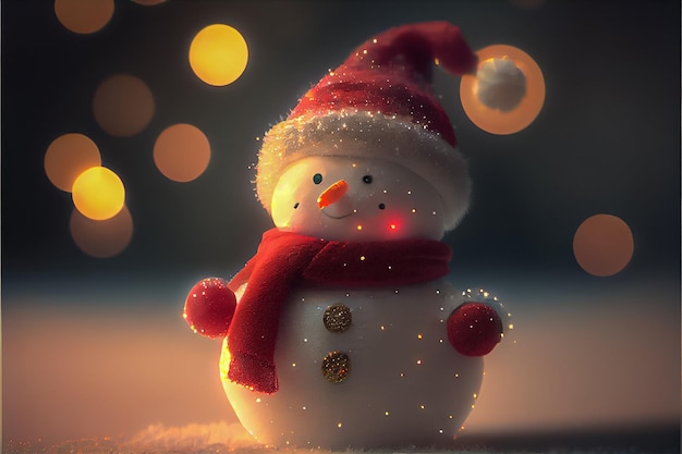 Boneco de neve decora a renderização 3D do festival Feliz Natal
