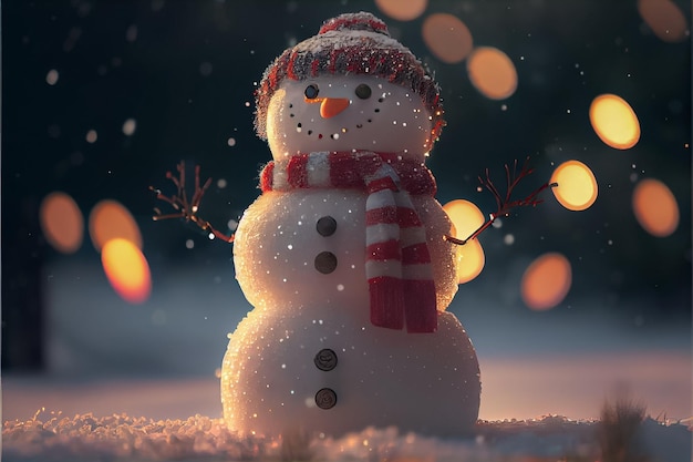 Boneco de neve decora a renderização 3D do festival Feliz Natal