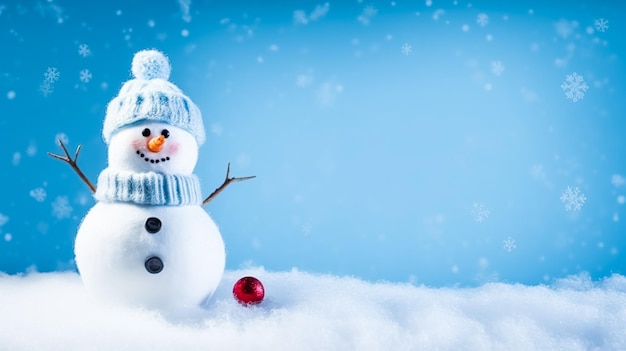 Boneco de neve engraçado no fundo do inverno do feriado de Natal Feliz Natal e boas festas deseja ai generativo