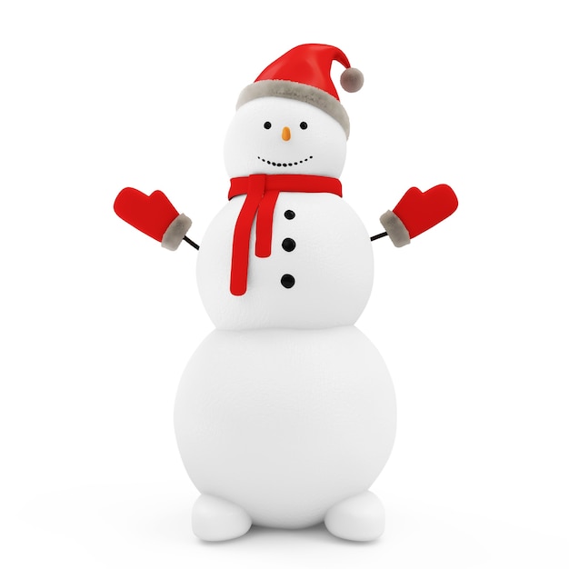 Foto boneco de neve feliz isolado no fundo branco