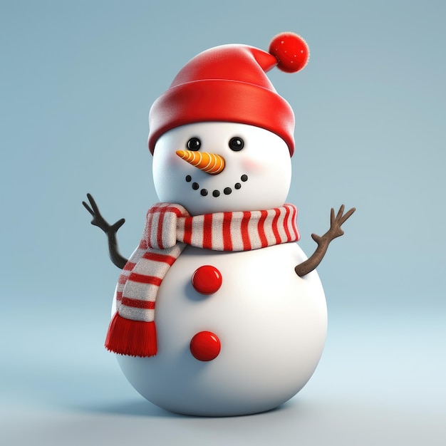boneco de neve fofo com neve Natal e feliz ano novo