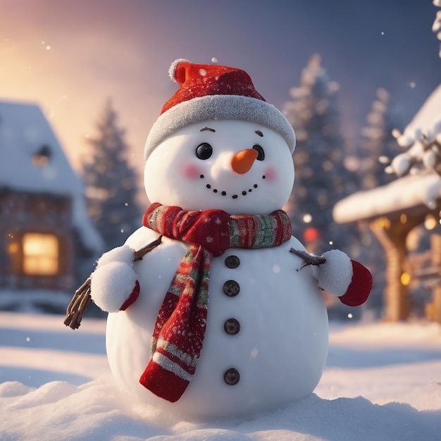 Boneco de neve fofo feliz natal