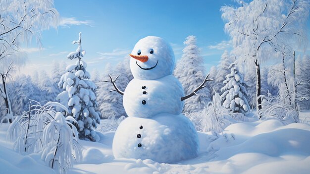 boneco de neve no inverno