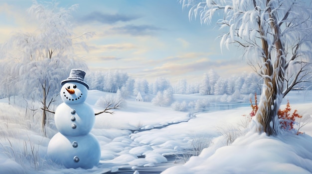 boneco de neve no inverno