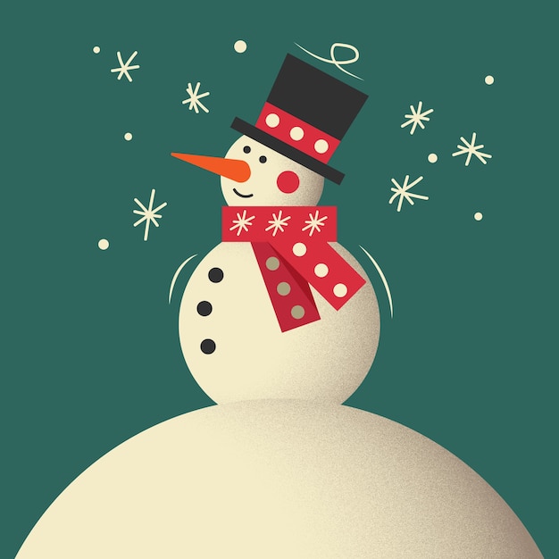 Boneco de neve. Saudação do boneco de neve. Lindo cartão de saudação de Natal com boneco de neve. Cartão com bonecos de neve e queda de neve. Conteúdo de Natal.