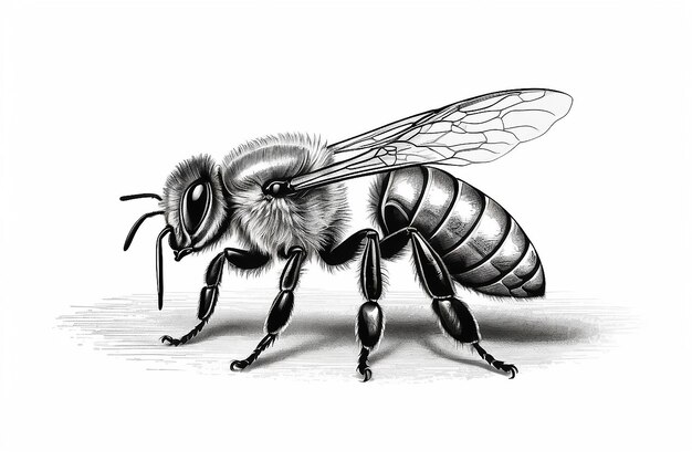 Una bonita abeja aislada en una ilustración de fondo blanco