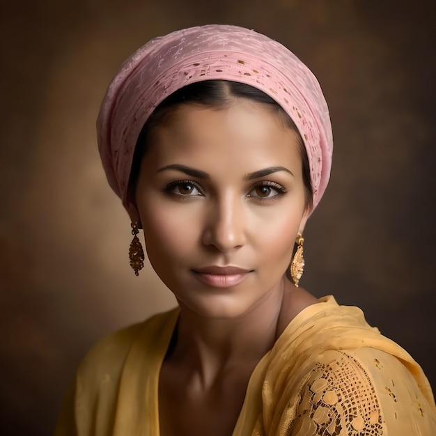 La bonita chica africana con el turbante