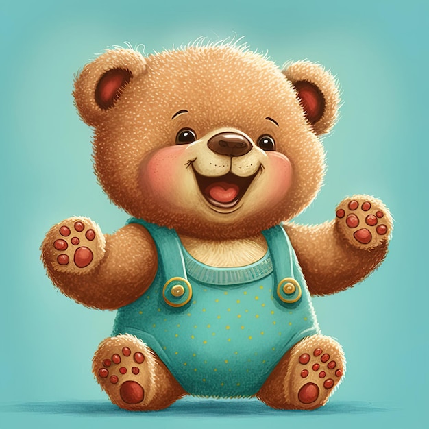 Bonita ilustração desenhada à mão de um urso de desenho animado que pode ser usada para um livro infantil