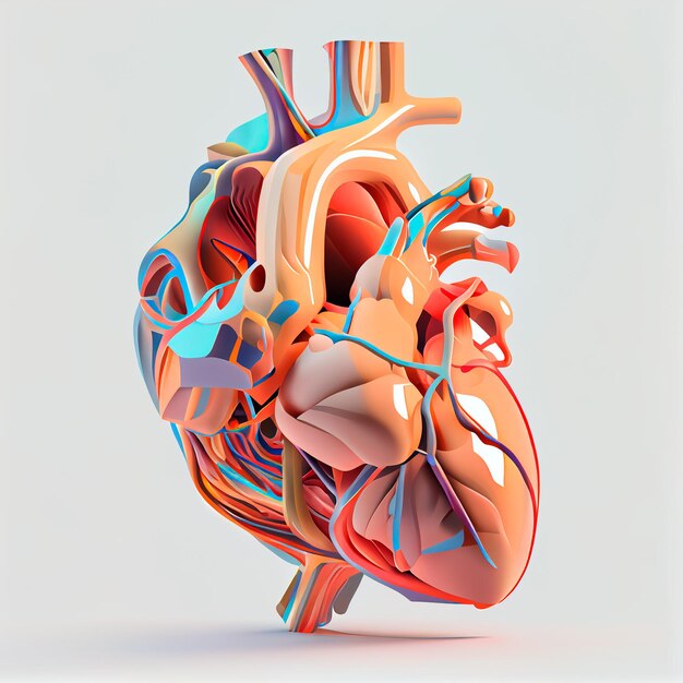Bonita ilustración de corazón humano con fondo aislado
