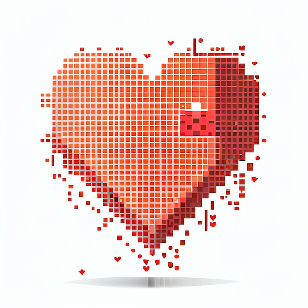Foto bonita ilustración de corazón de píxeles con fondo aislado
