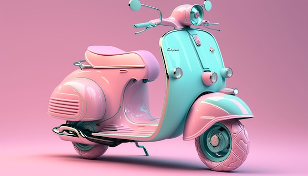 Bonita imagen de pie de Vespa scooter rosa