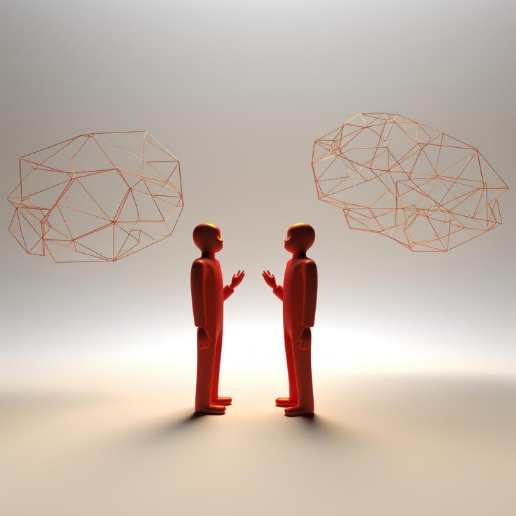 Una bonita imagen simple de dos personas hablando.