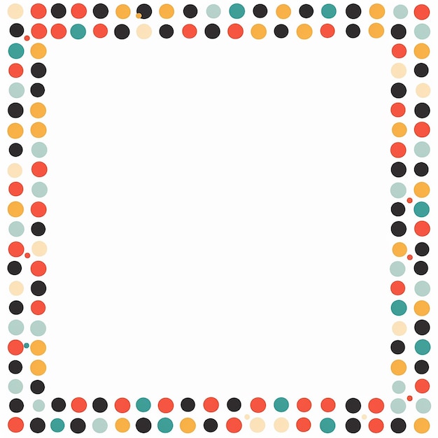 una bonita invitación a una fiesta con un borde de puntos de colores