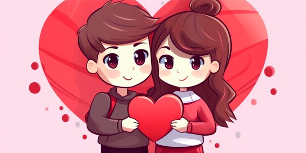 bonita pareja de dibujos animados en el fondo de la ilustración del día de San Valentín