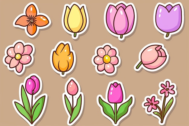 Foto bonitas insignias de primavera con flores