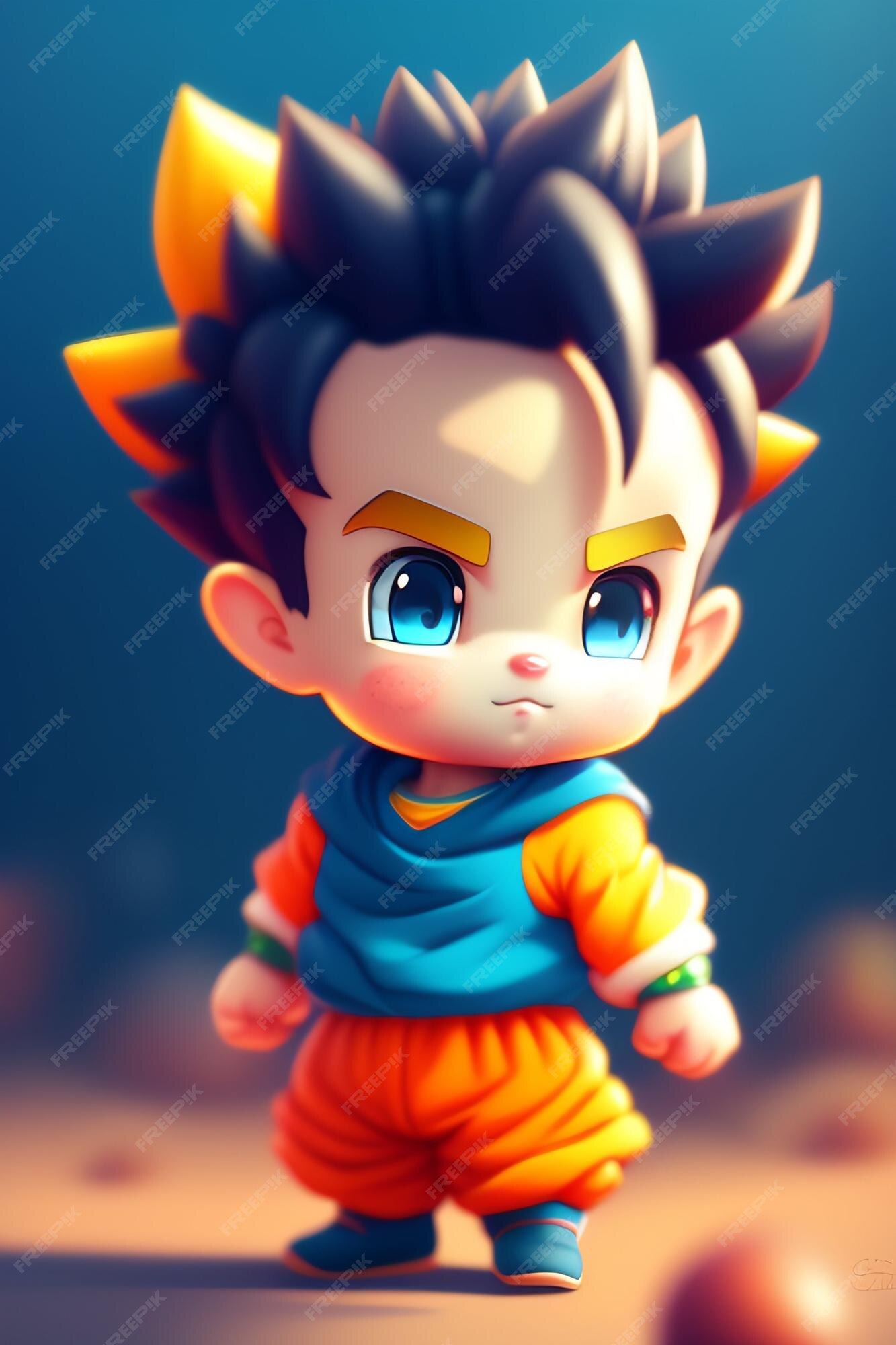 Um adorável desenho animado, bebê goku