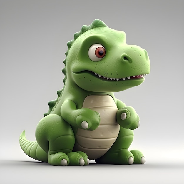 Bonito adorável pequeno dinossauro renderização em 3d