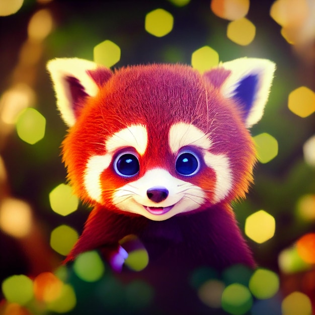 Bonito bebê panda vermelho Feliz Natal cartão de saudação 3D renderização ilustração dos desenhos animados