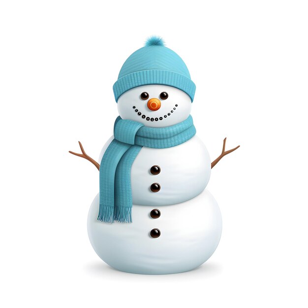 Bonito boneco de neve isolado em fundo branco