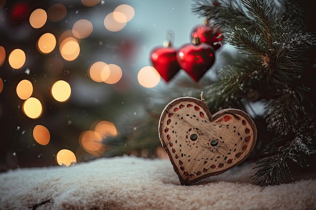 Bonito corazón que simboliza el amor de la temporada navideña IA generativa
