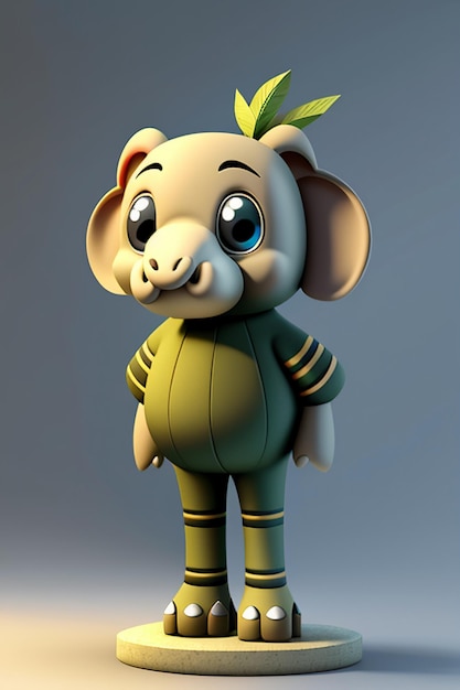 Bonito desenho animado bebê elefante antropomórfico personagem de renderização 3D modelo figura de mão produto kawaii