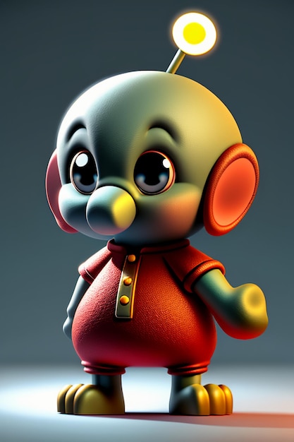 Bonito desenho animado bebê elefante antropomórfico personagem de renderização 3D modelo figura de mão produto kawaii