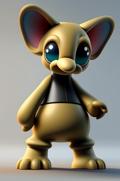 Bonito desenho animado bebê elefante antropomórfico personagem de renderização 3D modelo figura de mão produto kawaii